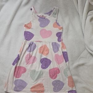 H&M Girls Heart Print Tank Dress - White with Pastel Pink, Purple, Peach, Mint
